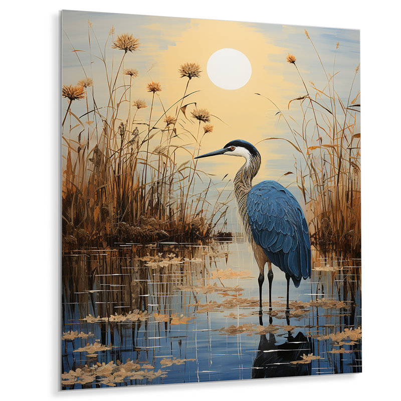 Décoration murale Heron Morning Stroll Pointillism III - Animaux, H 20 po x l 12 po x P 1 po