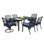 Ensemble de 7 chaises de patio en métal, coussins bleu marine, structure en fer pour table et chaises d'extérieur pour pelouse de jardin, étable