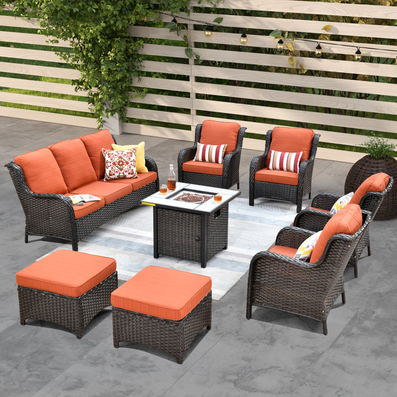 Mobilier d'extérieur en rotin Gilgardo, Oui, Orange-rouge