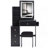 29.2" Small Size Left Bedside Cabinet Vanity Table   Cushioned Stool, 2 AC 2 USB Power Station, Hair Dryer Bracket, Extra Large Touch Control Sliding LED Mirror, Tri-Color Switching, Brightness Adjust-608002739