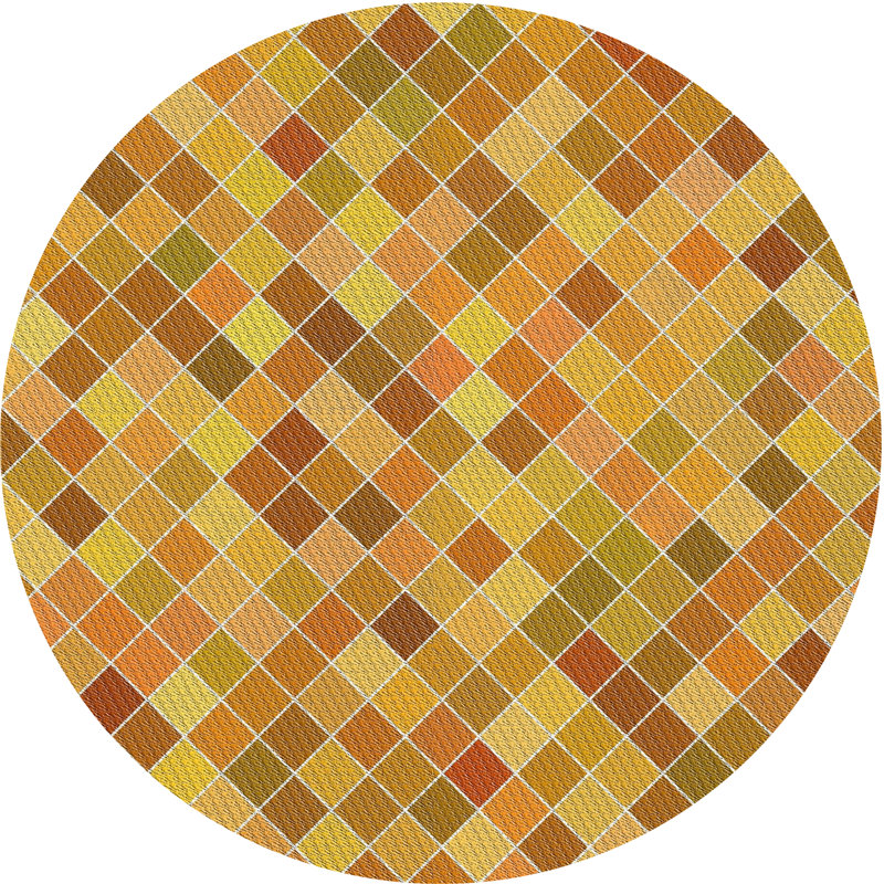 Tapis de zone doré/orange à motifs, Rond 5 pi