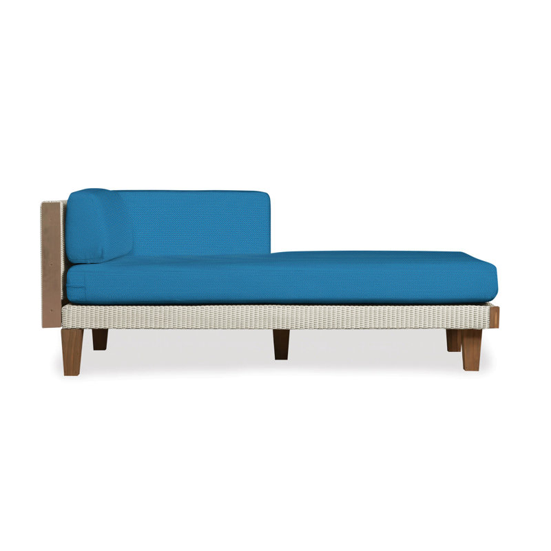 Catalina Outdoor Teak Chaise Lounge, Loveboat Saffron, Linen