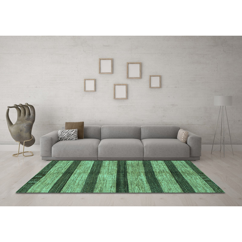 Harshavardhan Performance Striped Indoor Rug, Square 6' 