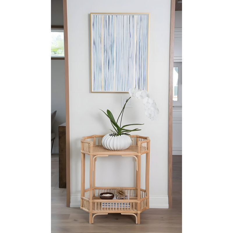 Manhattan 2-Tier Rattan Console Table With Dual Shelves, Handcrafted Natural Rattan Design
