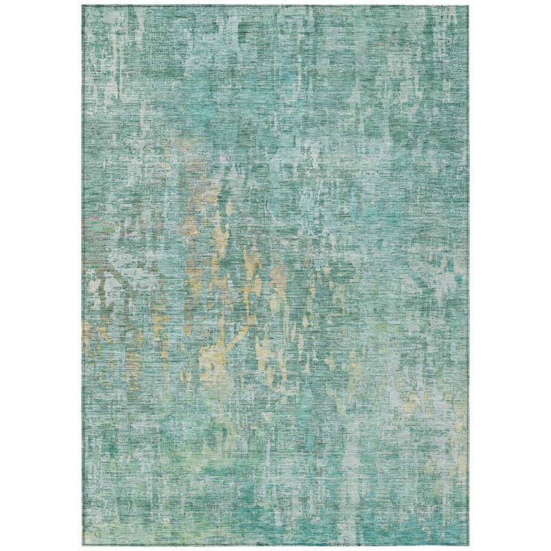 Tapis extérieur bleu sarcelle lavable abstrait 5 pi x 8 pi