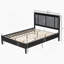 Grand lit en bois massif avec support robuste de 500 lb, sans sommier tapissier et tête de lit tapissier noire avec poignées en métal-182278949-182278950