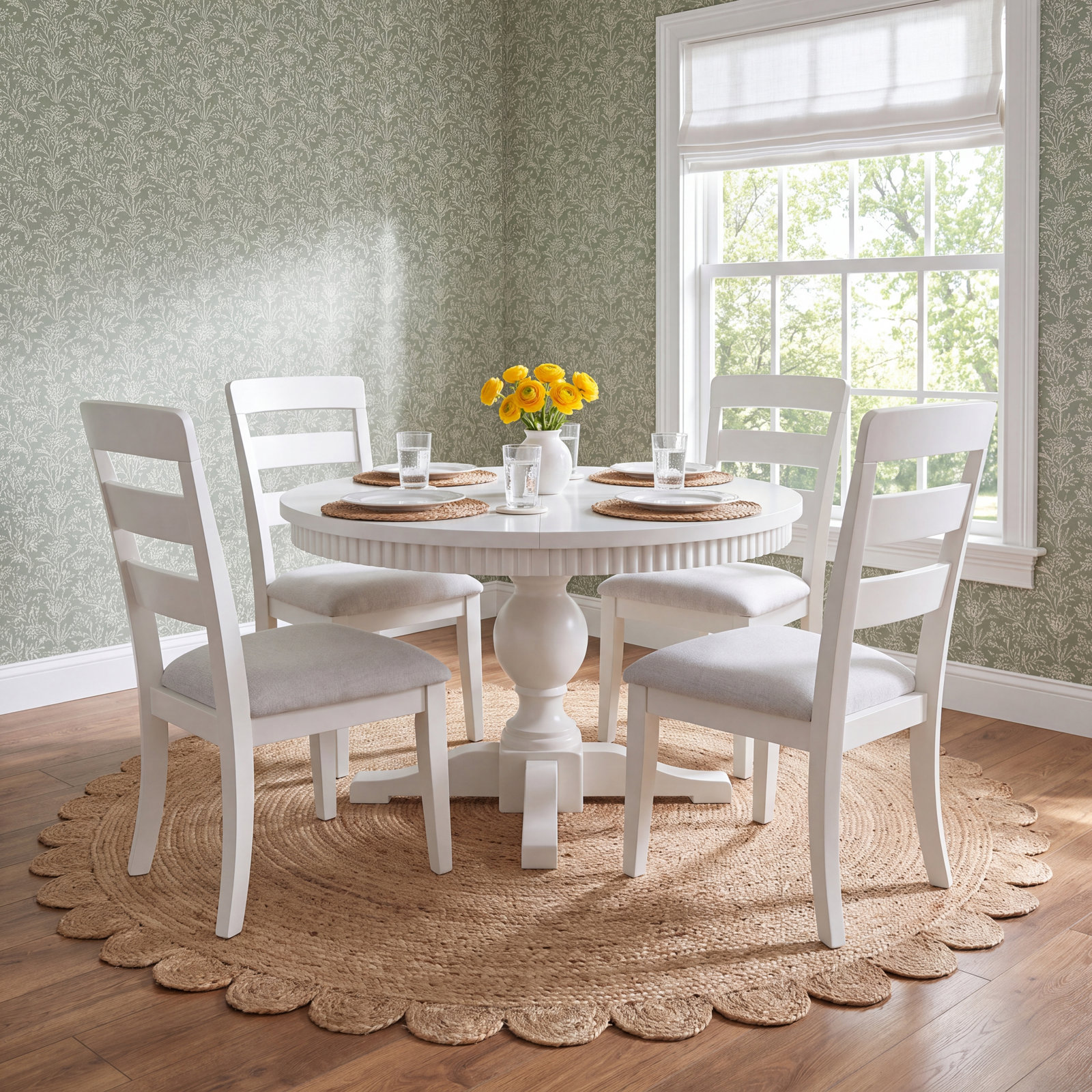 Pearce Dining Table Set with Removable Leaf, White