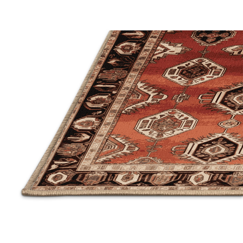 Machine Washable Persian Brown Area Rug, Square 7'