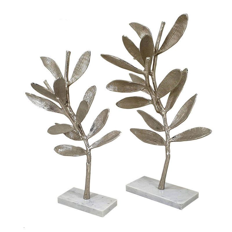 Ensemble de 2 sculptures intrinsèques feuille en aluminium Isaha