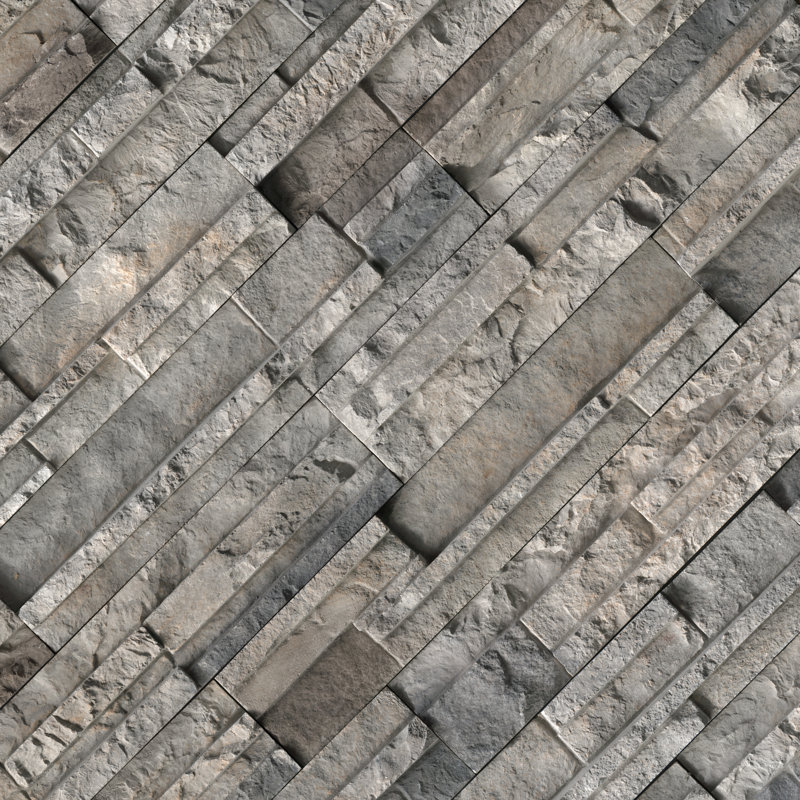 Terraforma Manufactured Stacked Stone Panel Wall Tile Assorted Sizes (15 Pieces, 5.4 sq. ft. per Box), Brisbane Umber