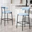 Tabouret de bar confortable à hauteur de comptoir en tissu avec base thermolaquée noire et repose-pieds pour îlots de cuisine et bars