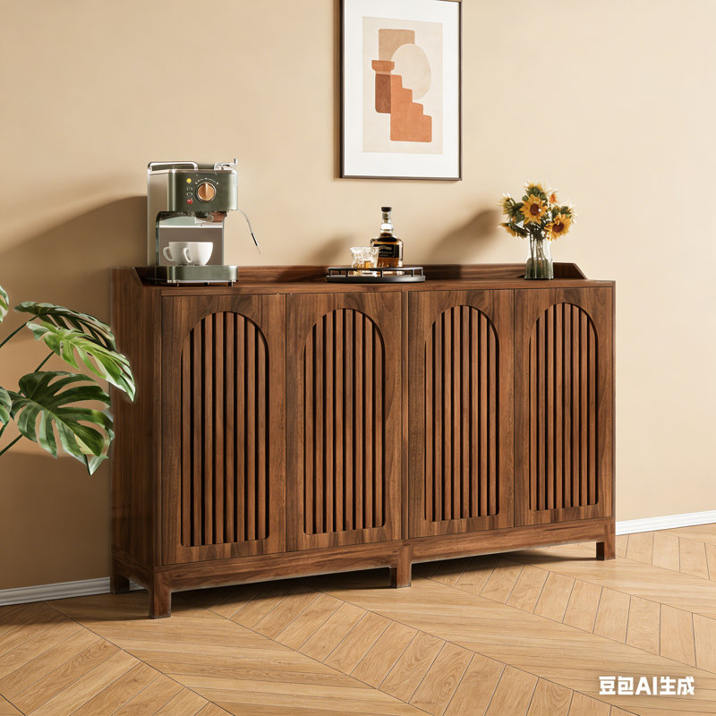 Armoire de rangement / cabine de cuisine avec comptoir spacieux et tablettes intérieures, Beige