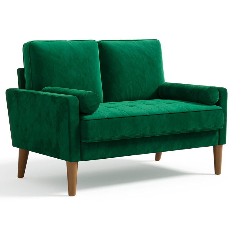 Modern 47.6-inch mini model velvet two-seater sofa, Green