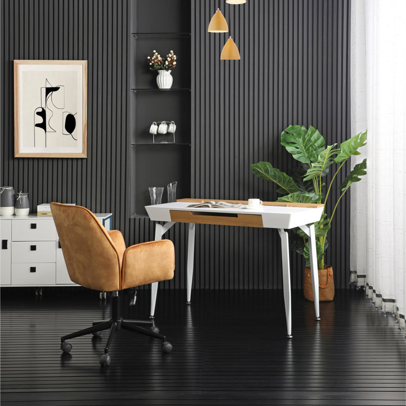 Bureau avec 3 tiroirs et rangement supérieur, Blanc / naturel