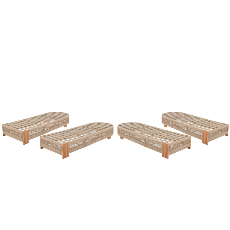 Outdoor Acacia Wood Patio Adjustable Lounge Chair Set Of 4 - Uncushioned For Backyard Pool Garden, Teak
