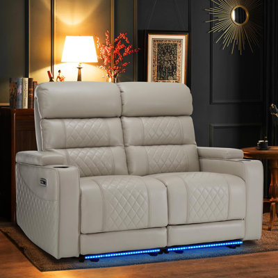 Power Recliner Loveseat Sofa With Adjustable Headrest, Home Theater Seating