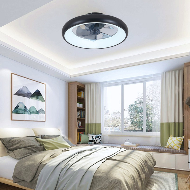 Ventilateur de plafond à DEL noir de 20 po - Température de couleur à intensité variable et réglable, application et télécommande, ventilateur de plafond intelligent moderne pour le salon, la chambre à coucher et la salle à manger (moteur silenci