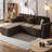 82.6" Upholstered Velvet L-Shaped Sectional Sofa with Ottoman, Mid-Century Modern Chesterfield Style, Button Tufted with Nailhead Trim & Rolled Arms, Includes 3 Pillows-1034346967
