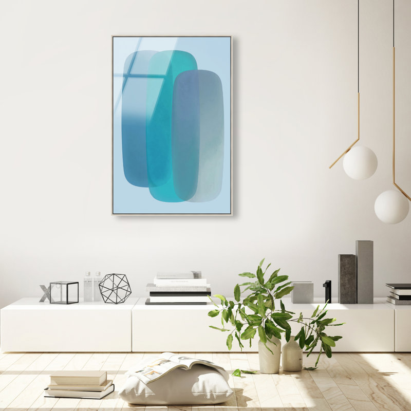 Teal Gradients Print by Oliver Gal, 16"H x 11"W, Silver Floater Frame