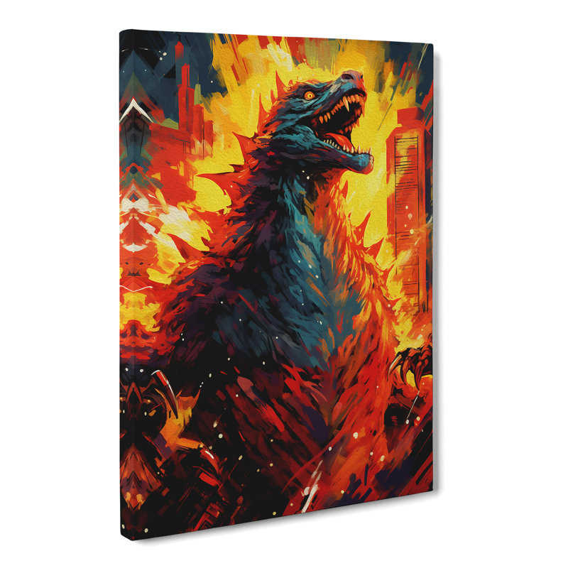 Godzilla Expressionism Art - Wrapped Canvas, 50cm H x 35cm W x 3cm D