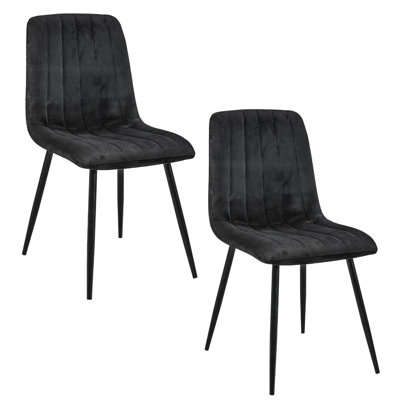 Kimballton 47cm H Tufted Velvet Upholstered Upholstered Back Side Chair in Black