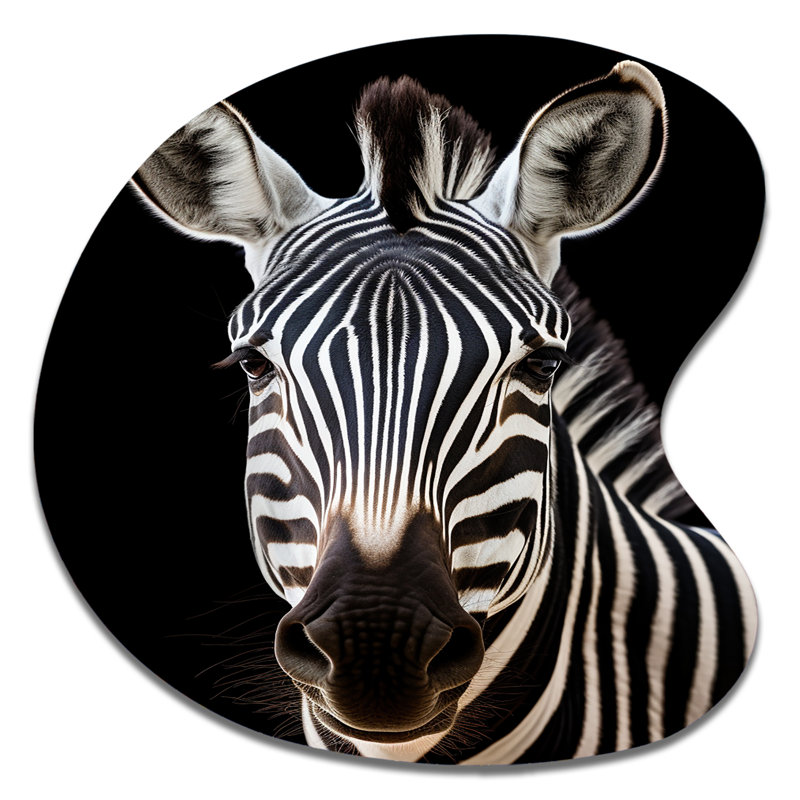 «Striking Zebra Patterns IV» - art mural asymétrique en forme de goutte de zèbre, H 27 po x l 27 po