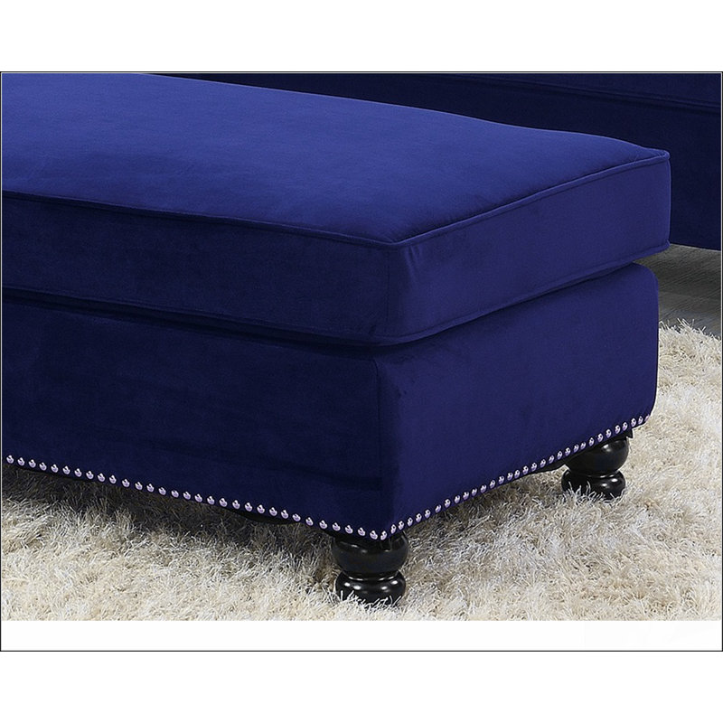 Repose-pieds en velours indigo Living