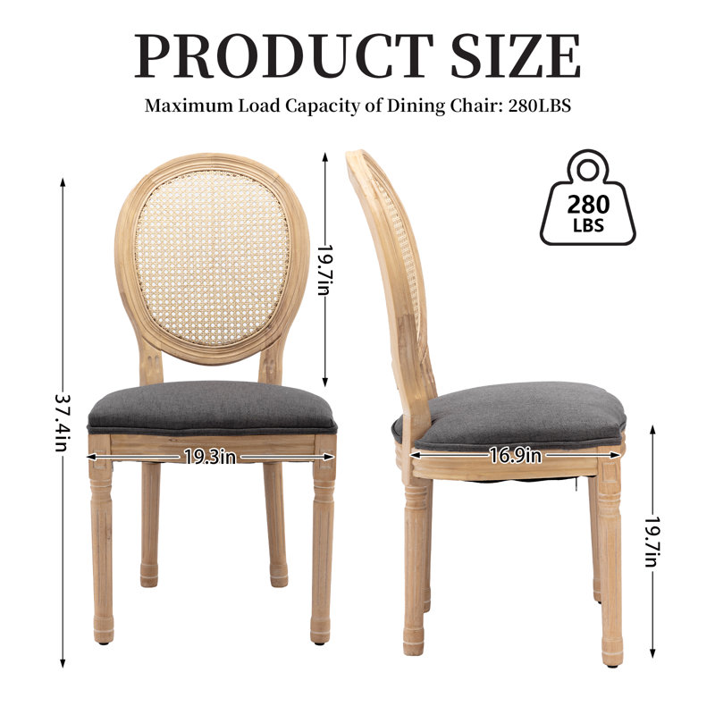 Ensemble de 2 chaises d'appoint ovales en rotin de style campagnard Farmwood, 4, Gris