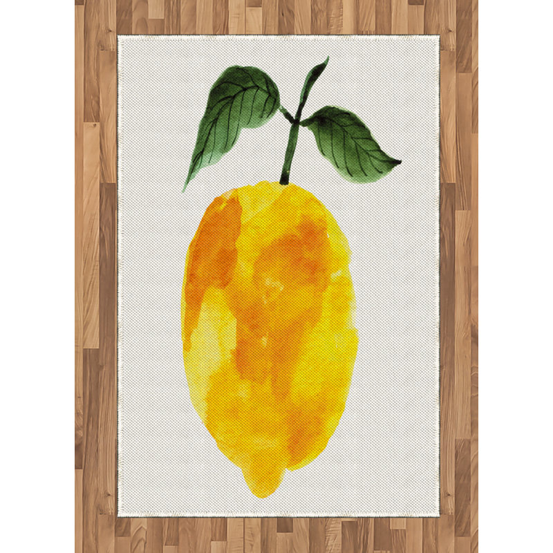 Yellow High Density Long Fiber Poly Threads Decorative Area Rug Carpet, Rectangle 4' x 5'8"
