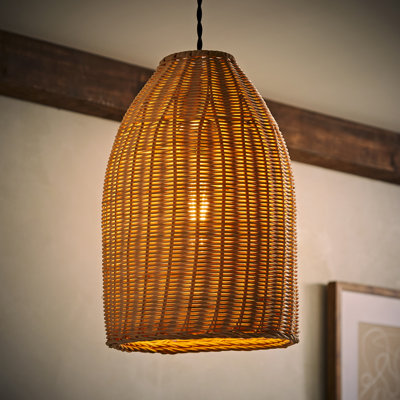 32cm H Bamboo Rattan Oval Pendant Shade ( Clip On )