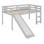 Lit mezzanine simple avec glissade, couleur grise, bois massif gris, rehaussant l'apparence de la chambre à coucher-1592387296