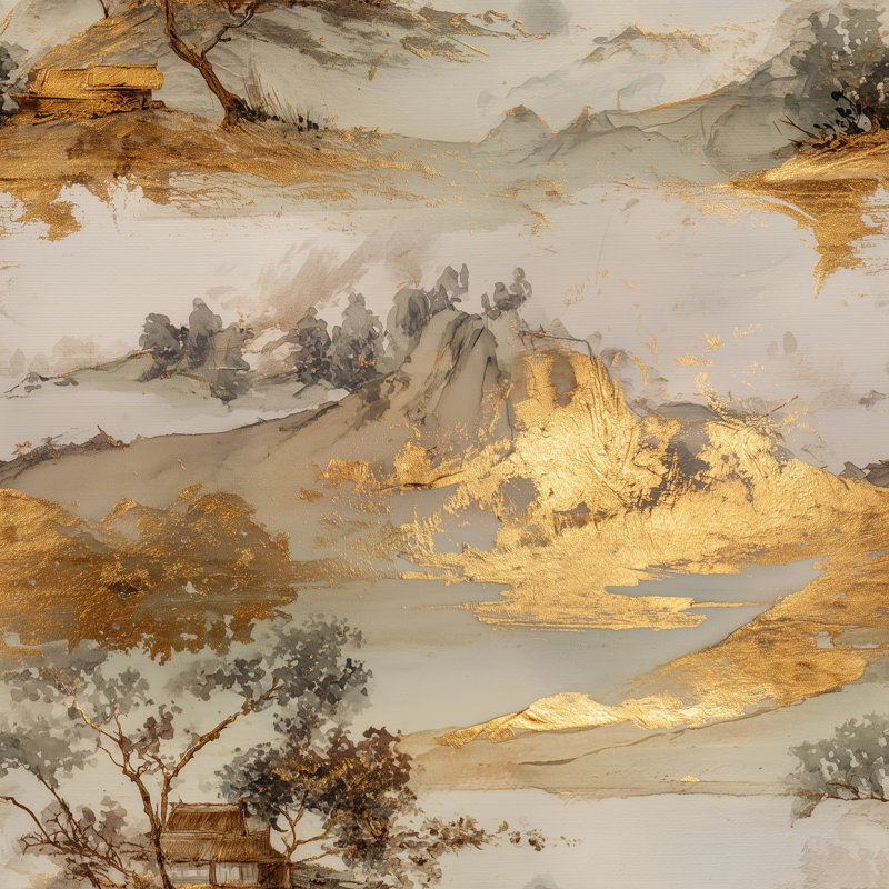 Papier peint Misty Mountains, Peler et coller