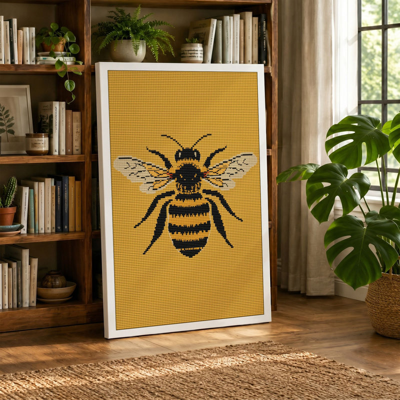 Bee Study Botanical - Wrapped Canvas, 36x24 - 91.4 x 61.0 cm, White Border