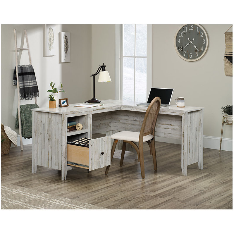 Bureau rustique en L avec planche blanche