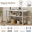 Narrow Console Table with Marble Effect Top, Retro Entryway Table with Open Shelf-1205398480