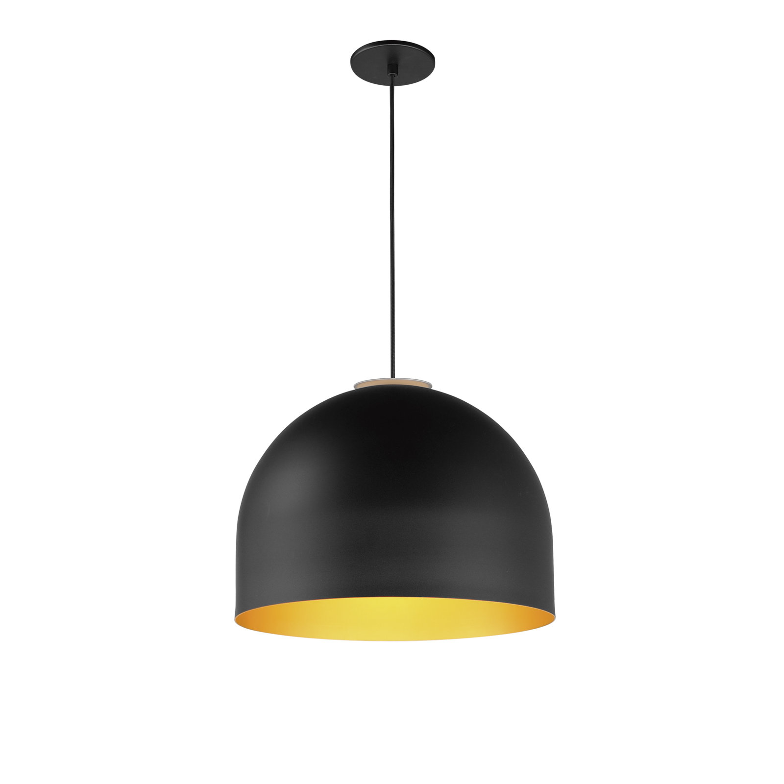 Mabeth Single Light Aluminum Dimmable Pendant, Matte Black/Gold, 14.75" H x 19.75" W x 19.75" D, Matte Black/Gold