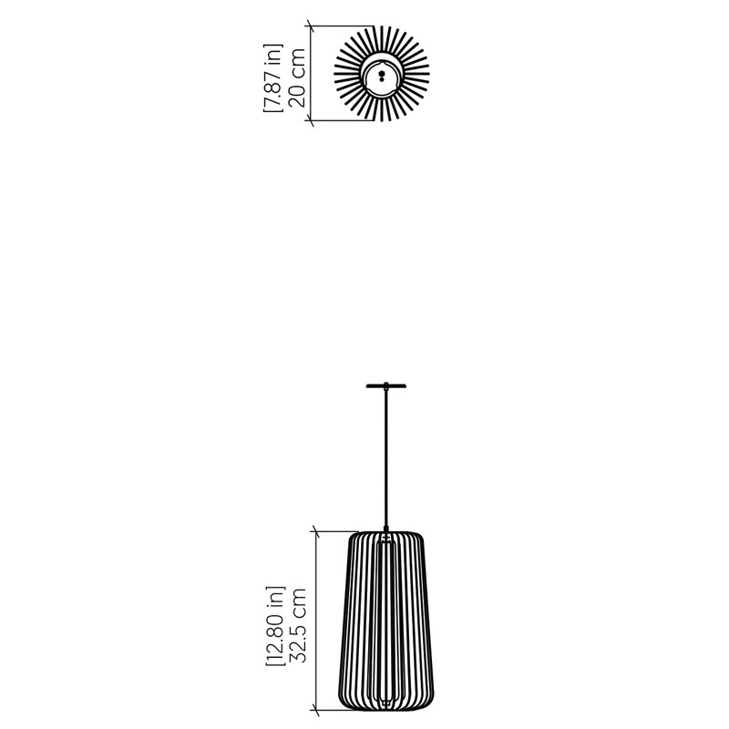 Stecche Di Legno 1 - Light Pendant, 12.68" H x 7.8" W x 7.8" D, Imbuia