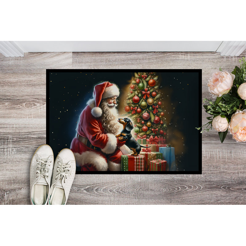 Paillasson teckel et père Noël, L 24 po x L 36 po