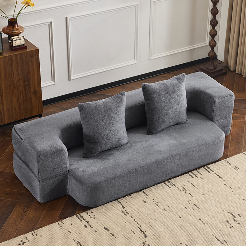 Lounger Convertible Sofa Sleeper, Light Gray Chenille