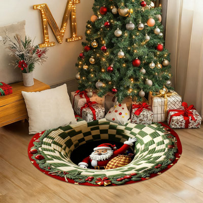 Tapis de porte d'entrée de Noël à effet circulaire et à effet visuel antidérapant antidérapant antidérapant pour salle de bain