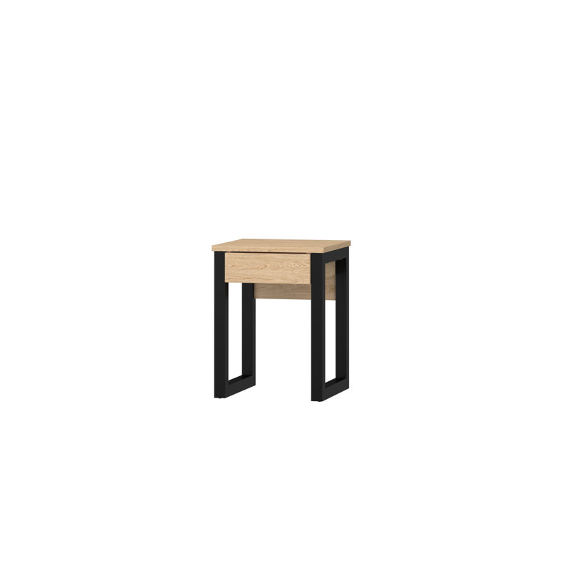Herrel 39cm W Solid + Manufactured Wood Bedside Table, Black/Natural