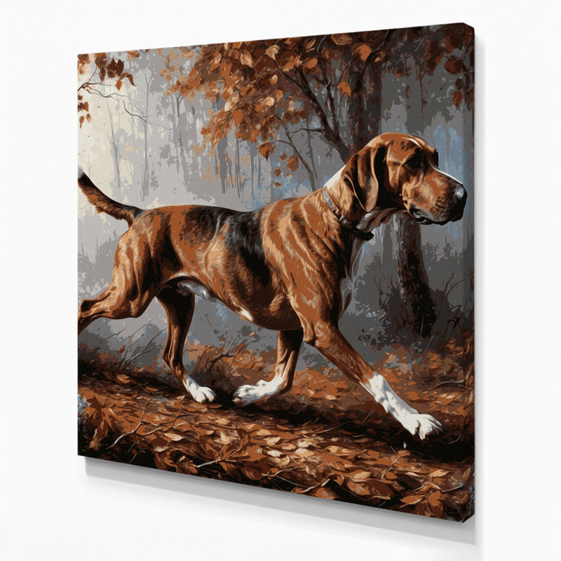 «Dogs Plott Hound», art mural sur toile noire, H 12 po x l 12 po