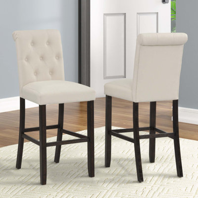 Wood Tufted Asons Barstool, Set of 2