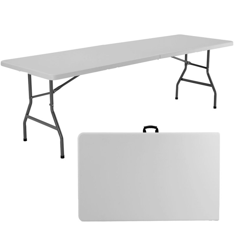Table pliante portative de 8 pi, robuste avec poignée pour le camping, le pique-nique, la fête