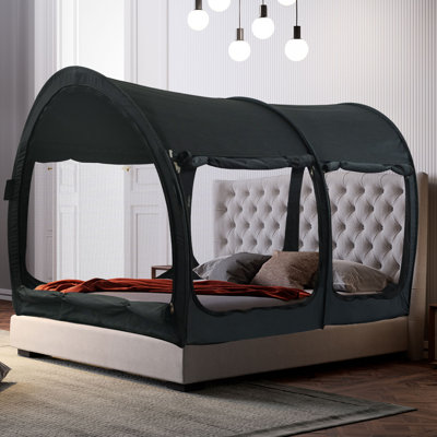 Bed Tent Canopy - Pop Up Privacy Sleeping Tent for Indoor Use, Light Reducing & Breathable Cottage Design, Portable Frame with Mesh Windows