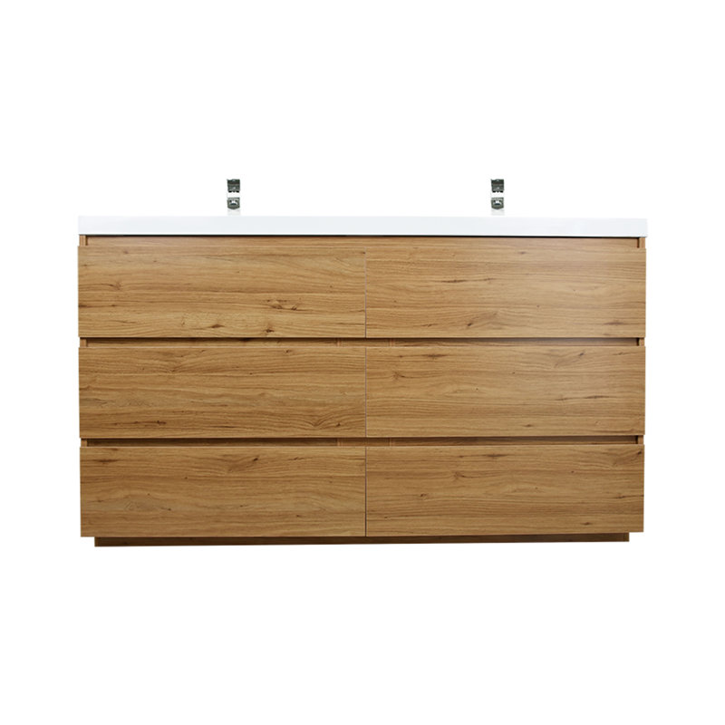 Hargrave 58.5'' Double Bathroom Vanity Base Only, Natural Oak