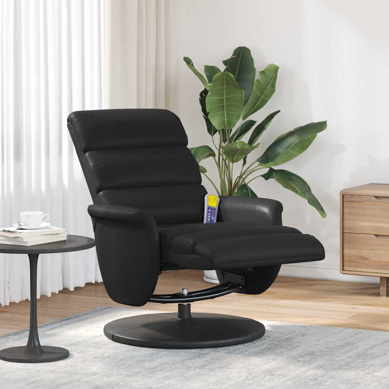  Massage Recliner Chair Black Faux Leather Relaxation Luxury Seating