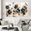 «Bleu marine et coquelicots dorés», 3 pièces sur toile-1202351052-1202351088