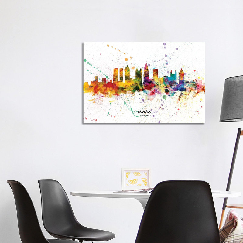 Atlanta Georgia Skyline Splash by Michael Tompsett - 1 Piece Wrapped Canvas Painting, 66.04cm H x 101.6cm W