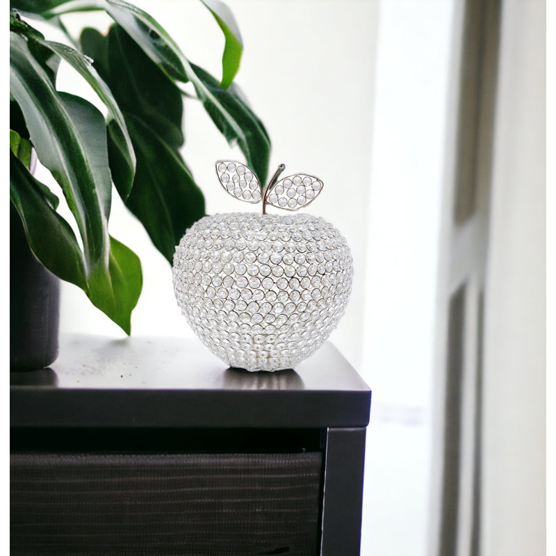 Cutright 14" Silver Faux Crystal Apple Sculpture